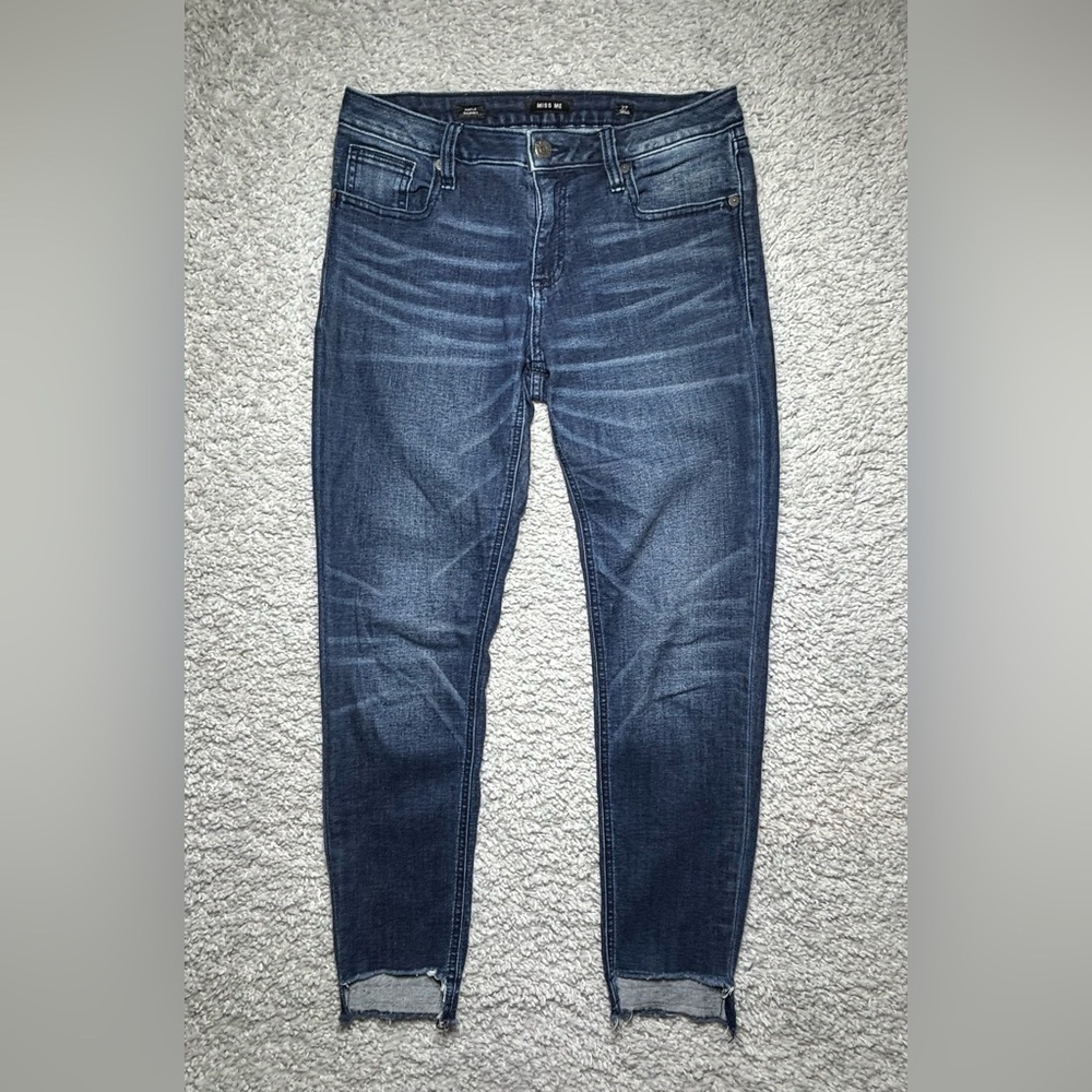 Miss Me Jeans Womens 27 Ankle Skinny Dark Wash Raw Hem Frayed Edge Classic Night